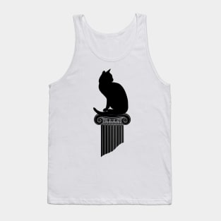 Black Cat Silhouette with Roman Column Tank Top